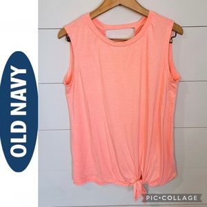 Bright Melon Tie-Front Tee, Old Navy size Medium